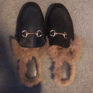 Black furry slides